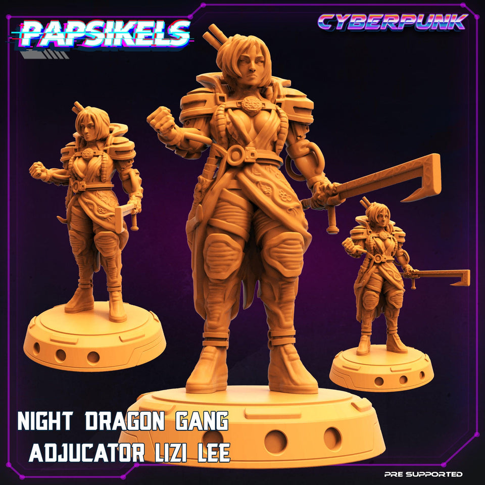 3D Printed Papsikels Cyberpunk Sci-Fi Night Dragon Gang Lizi Lee - 28mm 32mm - Charming Terrain