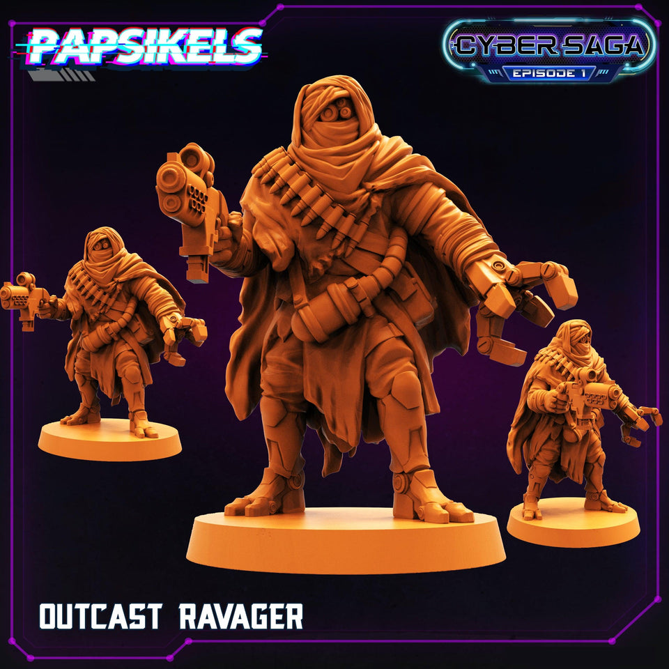 3D Printed Papsikels Cyberpunk Sci-Fi Outcast Ravager Cyber Saga - 28mm 32mm - Charming Terrain