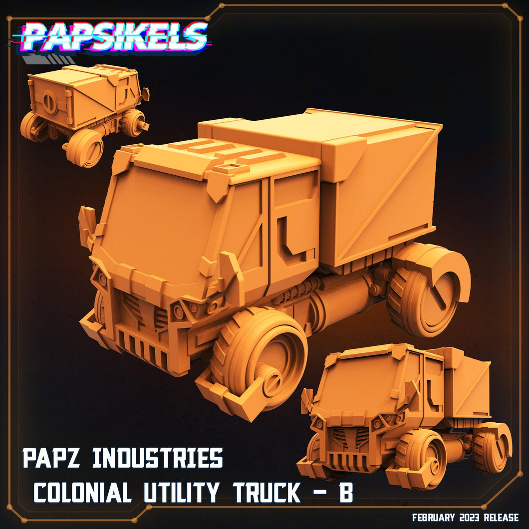 3D Printed Papsikels Cyberpunk Sci-Fi Papz Industries Colonial Utility Truck B - 28mm 32mm - Charming Terrain