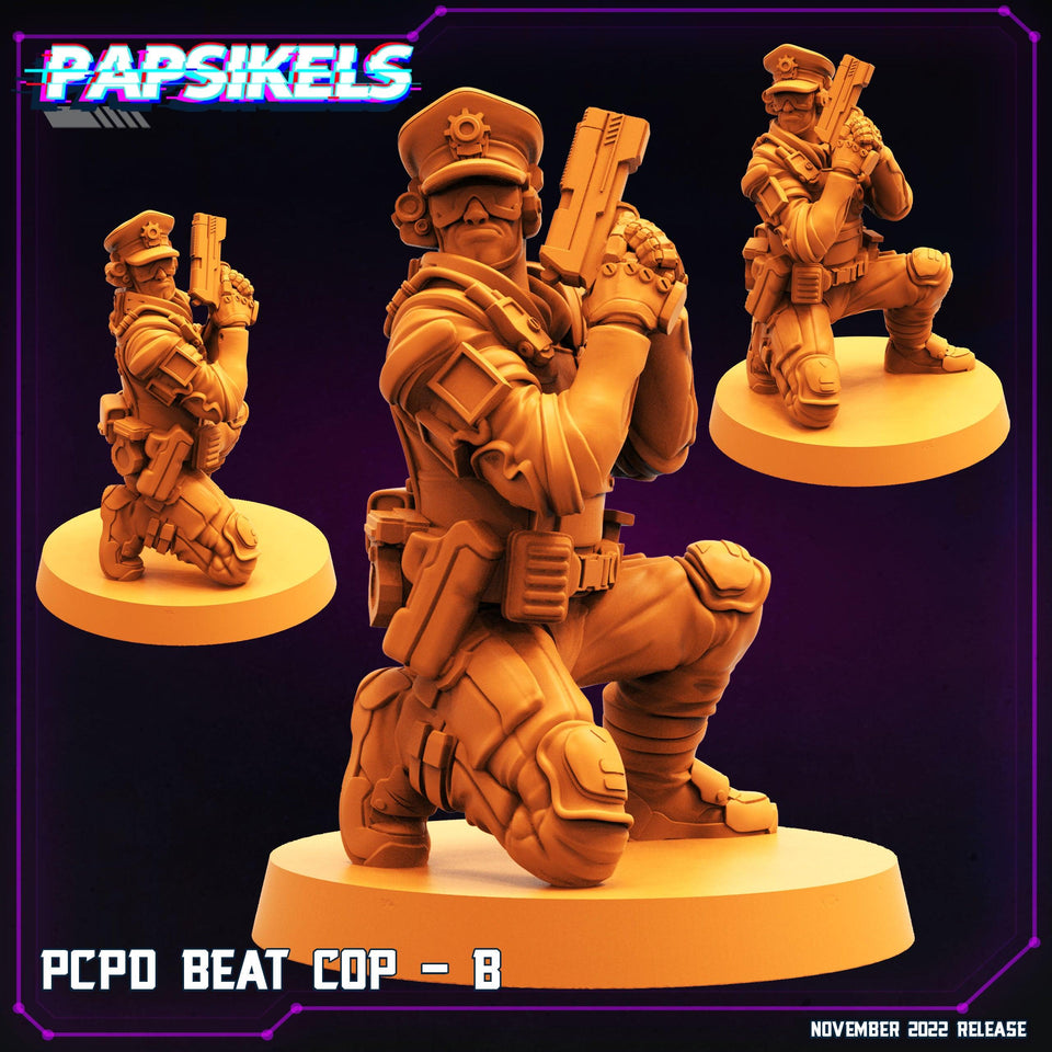 3D Printed Papsikels Cyberpunk Sci-Fi Pcpd Beat Cop Set - 28mm 32mm - Charming Terrain