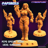 3D Printed Papsikels Cyberpunk Sci-Fi Pcpd Special Agent Liexel Kurosawa - 28mm 32mm - Charming Terrain