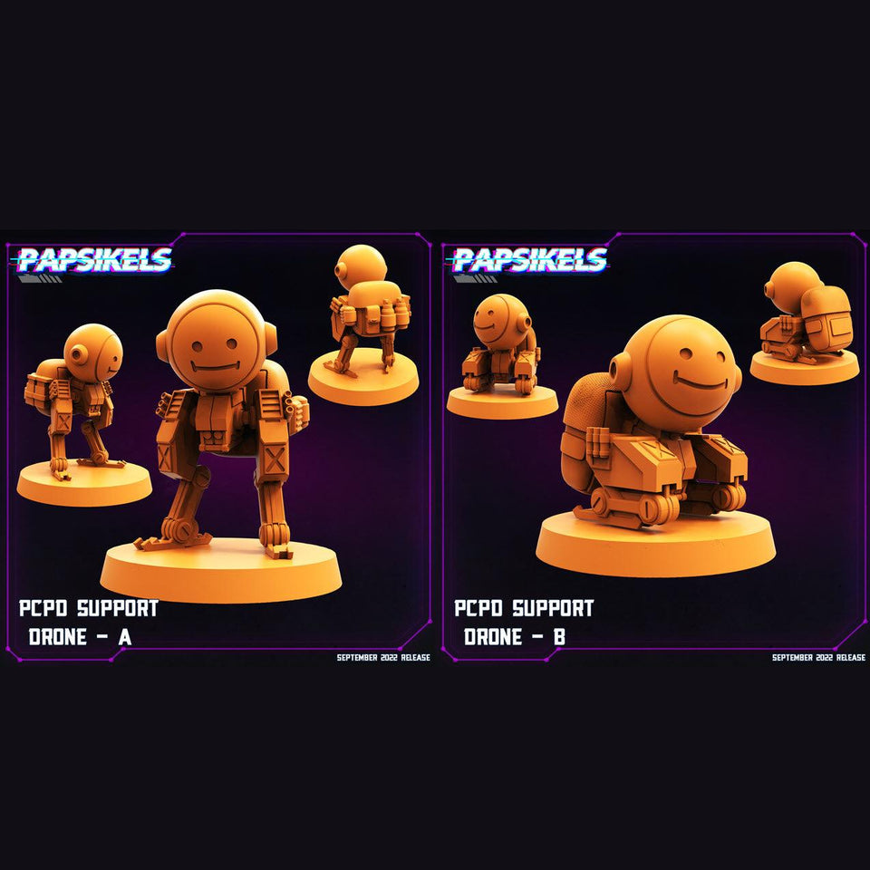 3D Printed Papsikels Cyberpunk Sci-Fi Pcpd Support Drone Set - 28mm 32mm - Charming Terrain