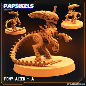 3D Printed Papsikels Cyberpunk Sci-Fi Pony Alien Set - 28mm 32mm - Charming Terrain