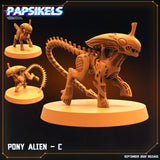 3D Printed Papsikels Cyberpunk Sci-Fi Pony Alien Set - 28mm 32mm - Charming Terrain