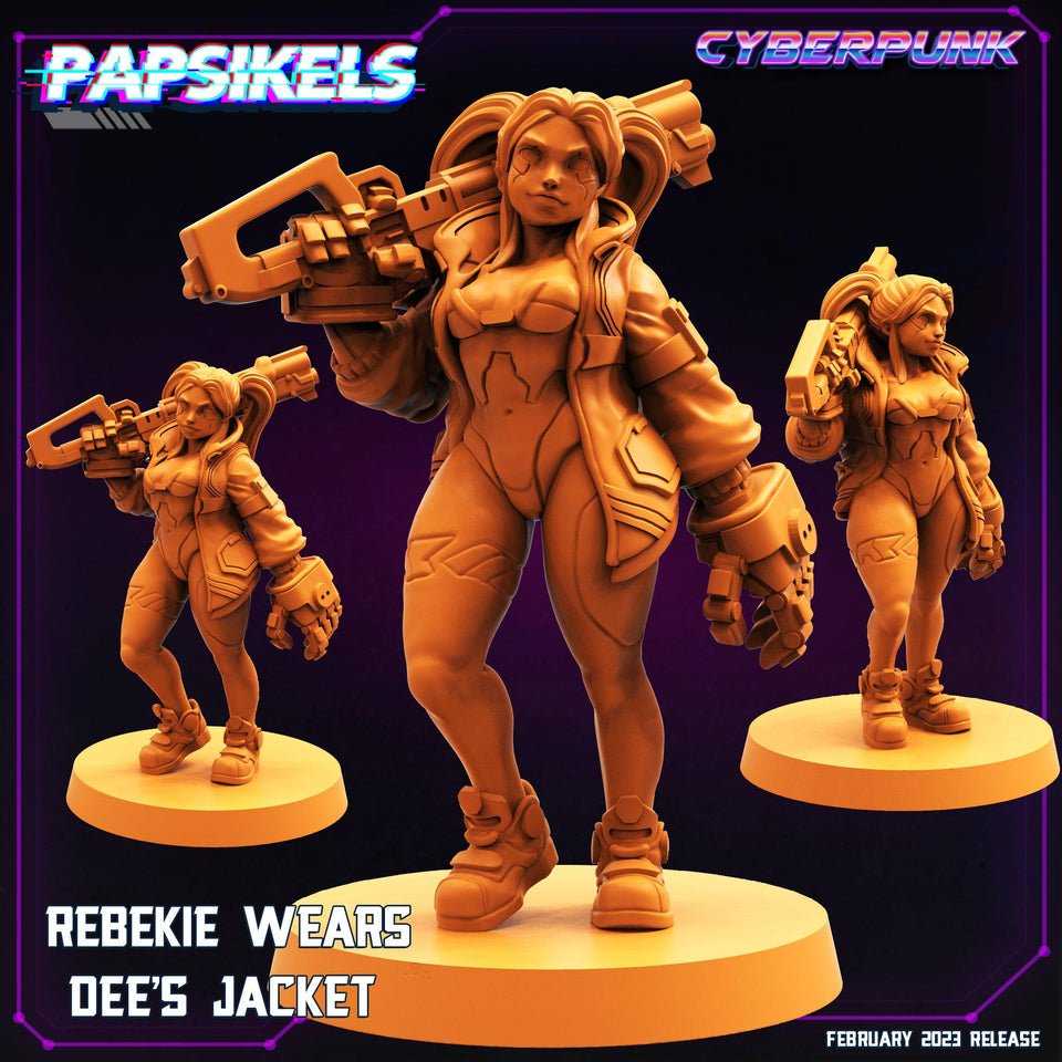 3D Printed Papsikels Cyberpunk Sci-Fi - Rebekie Wears Dee Ramirez Jacket - 28mm 32mm - Charming Terrain