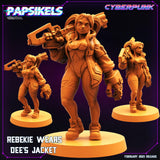 3D Printed Papsikels Cyberpunk Sci-Fi - Rebekie Wears Dee Ramirez Jacket - 28mm 32mm - Charming Terrain