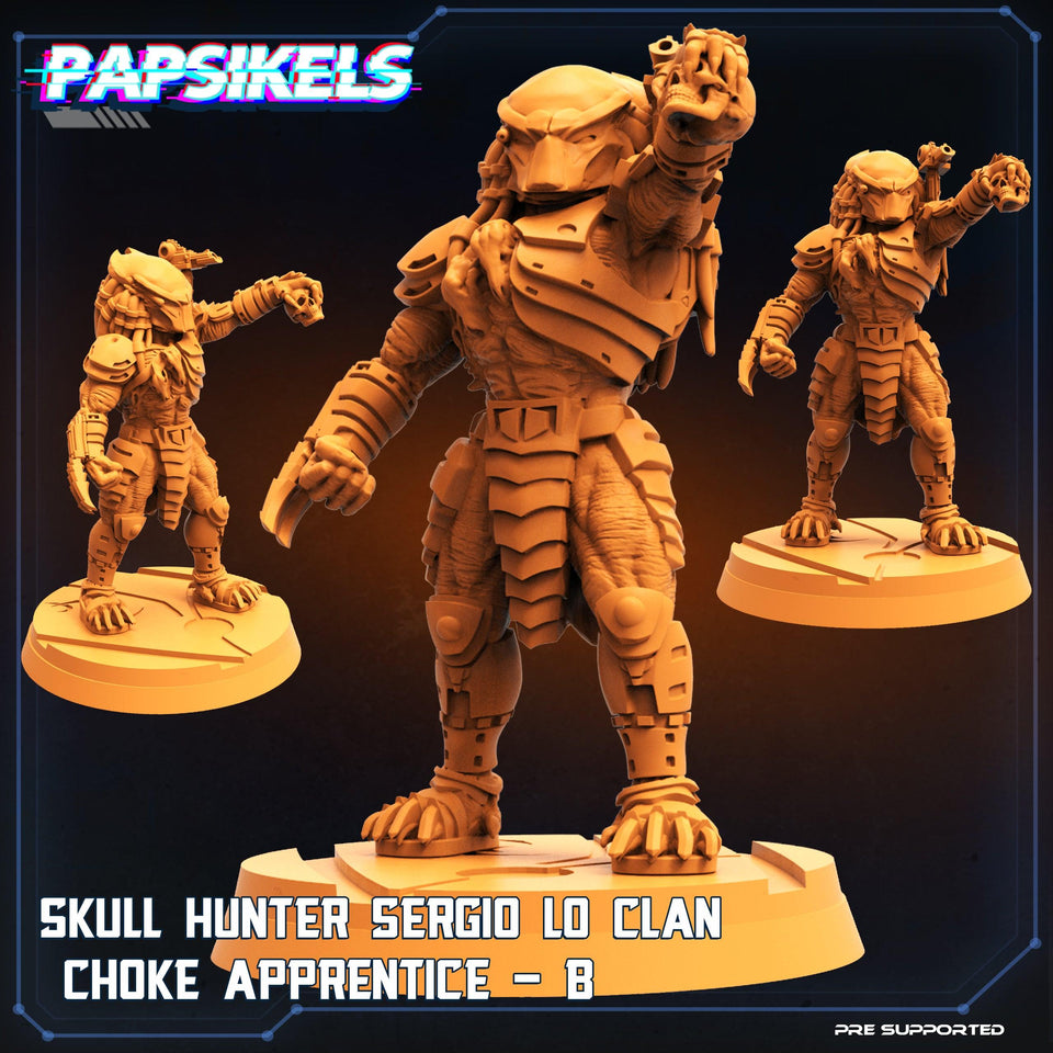3D Printed Papsikels Cyberpunk Sci-Fi Skull Hunter Sergio Lo Clan Choke Set - 28mm 32mm - Charming Terrain
