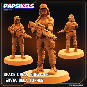3D Printed Papsikels Cyberpunk Sci-Fi Space Crew Survivor Silvia Dela Torres - 28mm 32mm - Charming Terrain