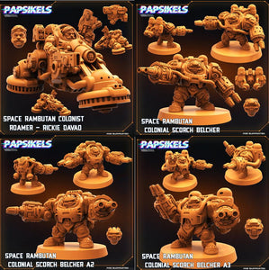 3D Printed Papsikels Cyberpunk Sci-Fi Space Rambutan Colonial Set - 28mm 32mm - Charming Terrain