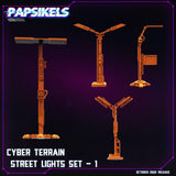 3D Printed Papsikels Cyberpunk Sci-Fi Street Lights Set - 28mm 32mm - Charming Terrain
