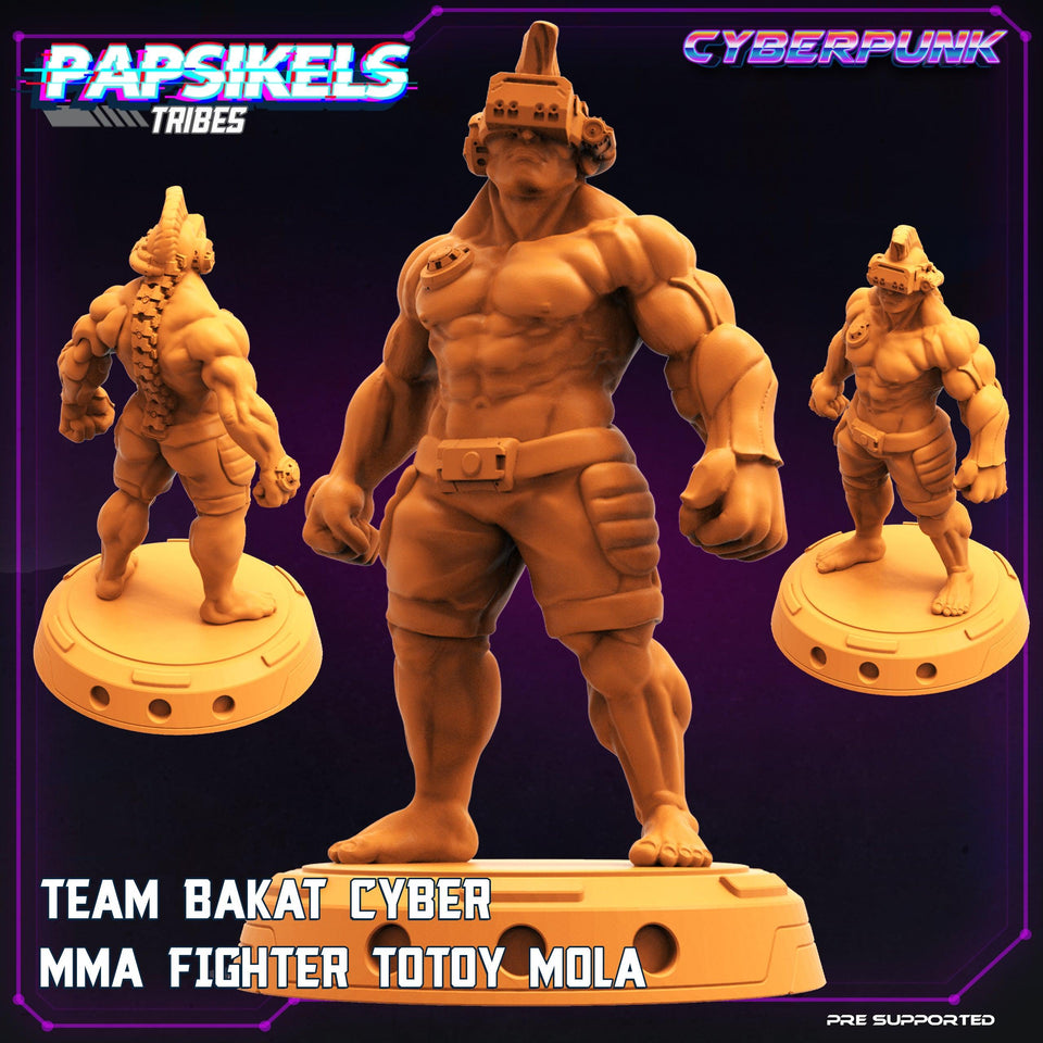 3D Printed Papsikels Cyberpunk Sci-Fi Team Bakat Cyber Mma Fighter Totoy Mola - 28mm 32mm - Charming Terrain