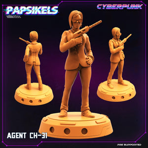 3D Printed Papsikels Cyberpunk Sci-Fi The Corpo World Agents Set - 28mm 32mm - Charming Terrain
