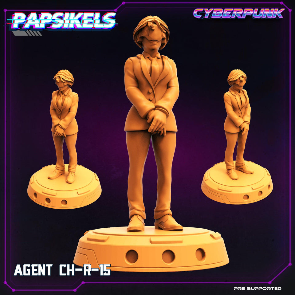 3D Printed Papsikels Cyberpunk Sci-Fi The Corpo World Agents Set - 28mm 32mm - Charming Terrain