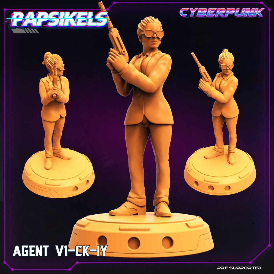 3D Printed Papsikels Cyberpunk Sci-Fi The Corpo World Agents Set - 28mm 32mm - Charming Terrain