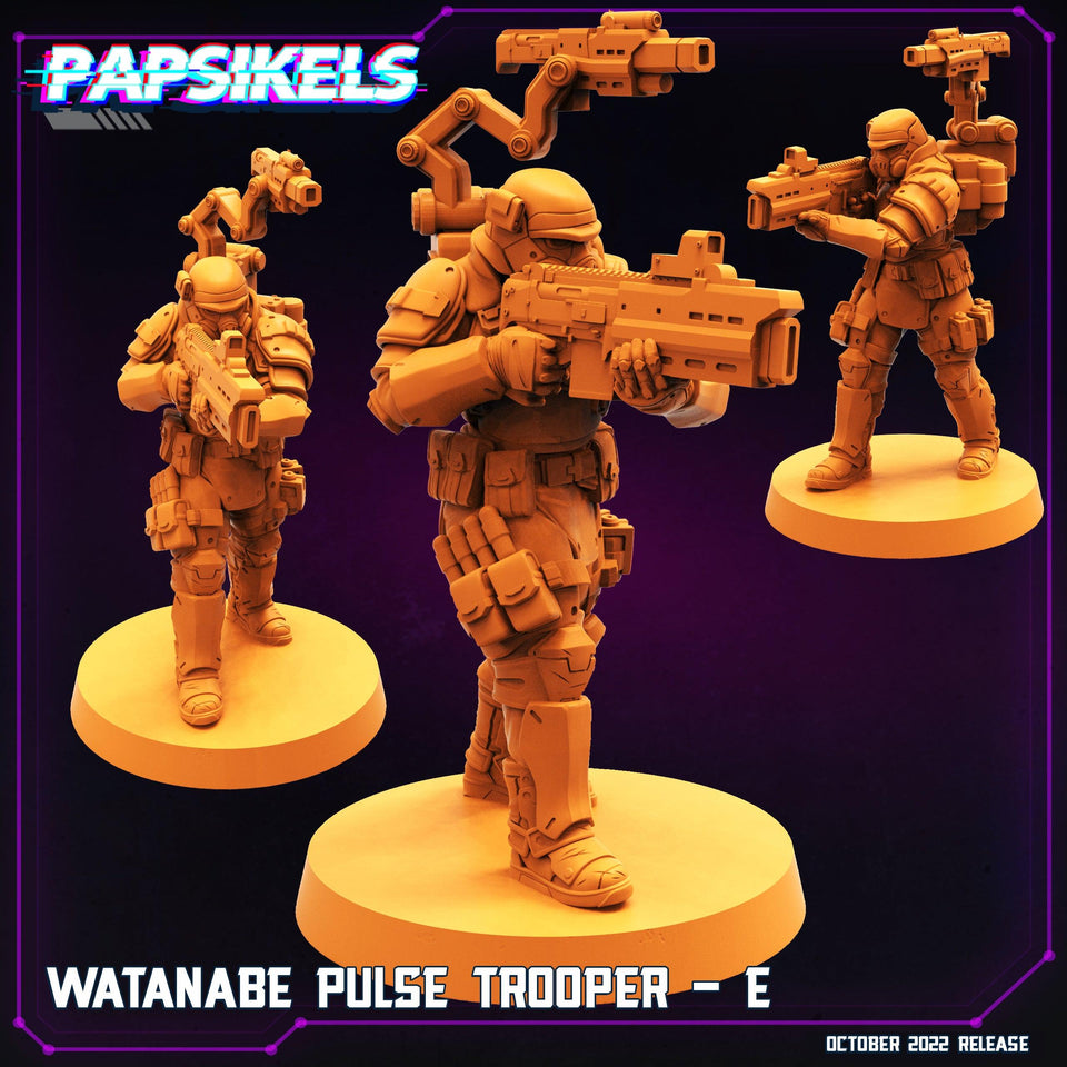 3D Printed Papsikels Cyberpunk Sci-Fi Watanabe Pulse Trooper Set - 28mm 32mm - Charming Terrain
