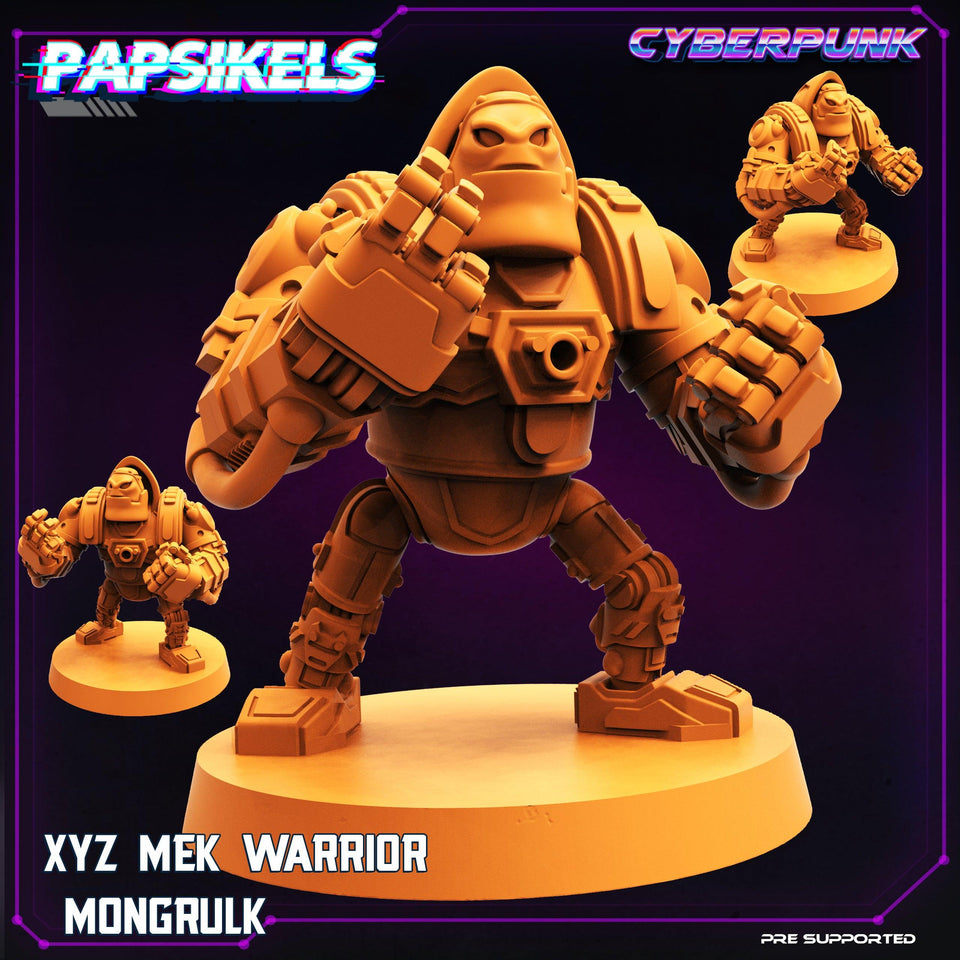 3D Printed Papsikels Cyberpunk Sci-Fi XYZ Mek Warrior Mongrulk - 28mm 32mm - Charming Terrain