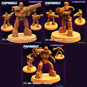 3D Printed Papsikels Cyberpunk Sci-Fi XYZ Mek Warrior Set - 28mm 32mm - Charming Terrain