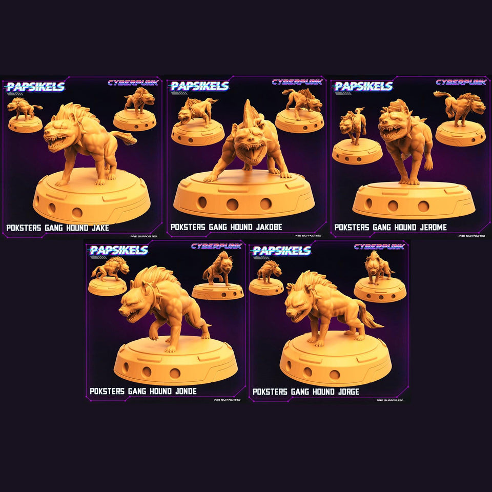 3D Printed Papsikels Cyberpunk The Corpo World Poksters Gang Hound Set - 28mm 32mm - Charming Terrain