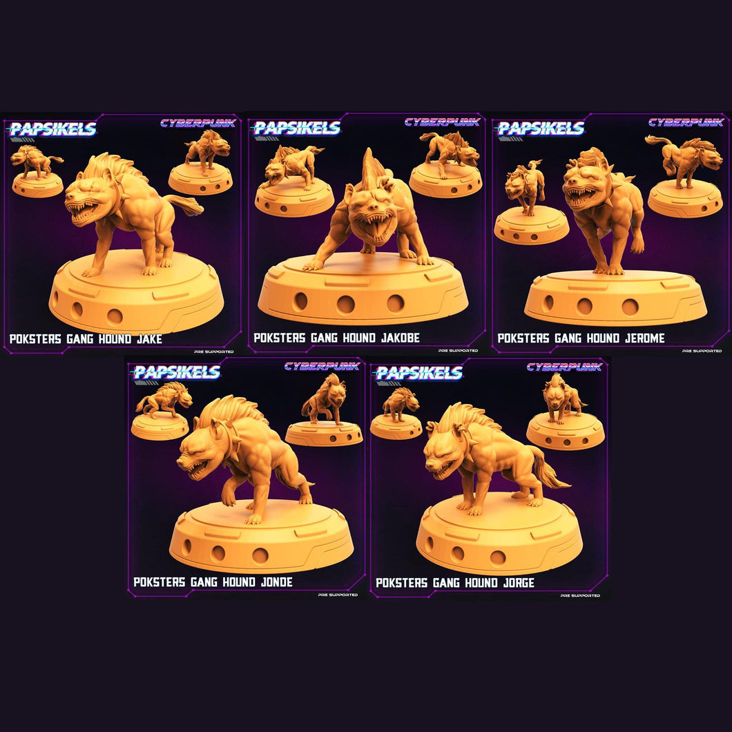 3D Printed Papsikels Cyberpunk The Corpo World Poksters Gang Hound Set - 28mm 32mm - Charming Terrain
