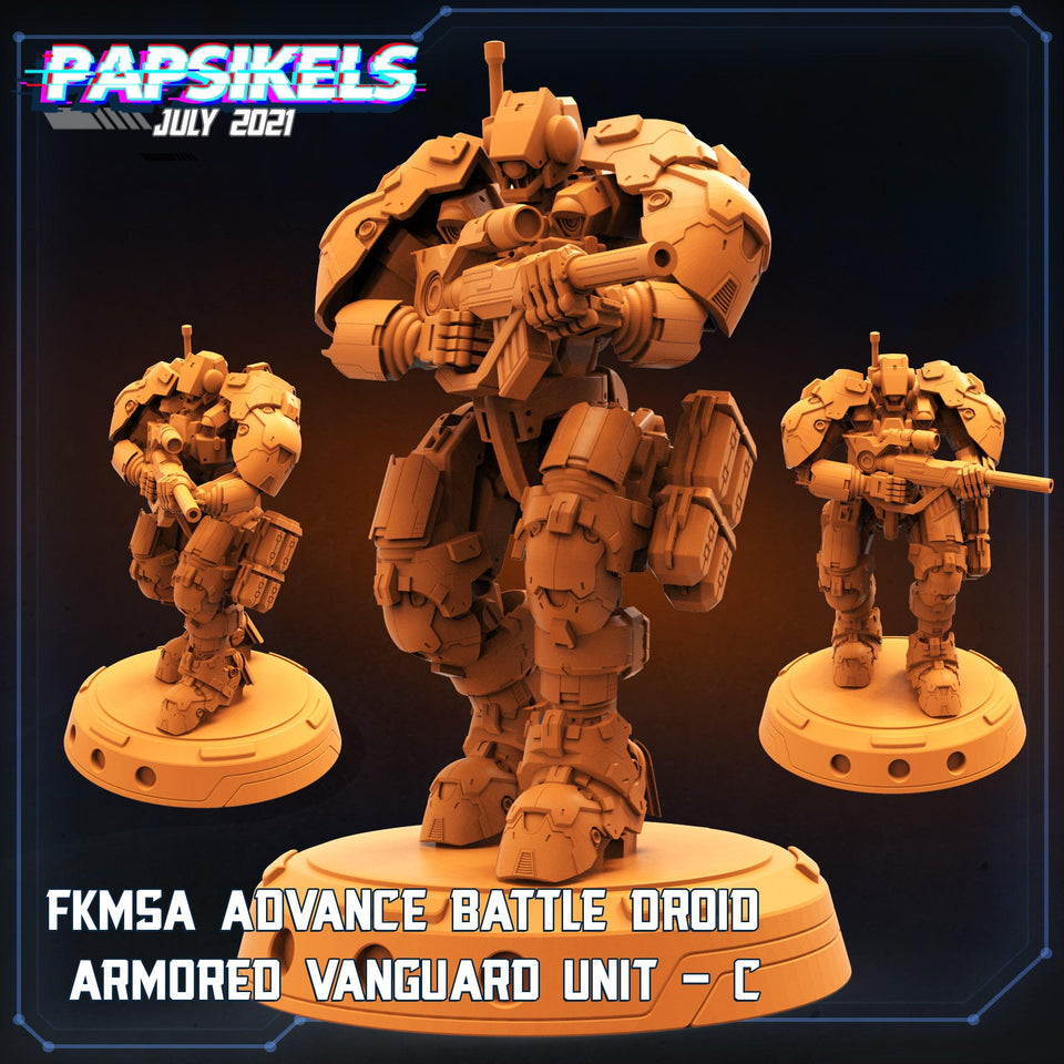 3D Printed Papsikels Sci-Fi Fkmsa Advance Battle Droid Armored Vanguard Unit C1 - 28mm 32mm - Charming Terrain