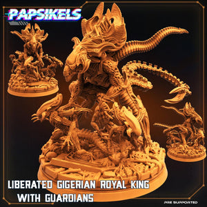 3D Printed Papsikels Sci-Fi Liberated Gigerian King with Minions Aliens - 28mm 32mm - Charming Terrain