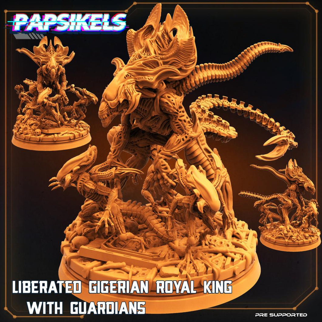 3D Printed Papsikels Sci-Fi Liberated Gigerian King with Minions Aliens - 28mm 32mm - Charming Terrain