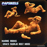 3D Printed Papsikels Sci-Fi Marine Rookie Survivor Grace Barrejo Rest - 28mm 32mm - Charming Terrain