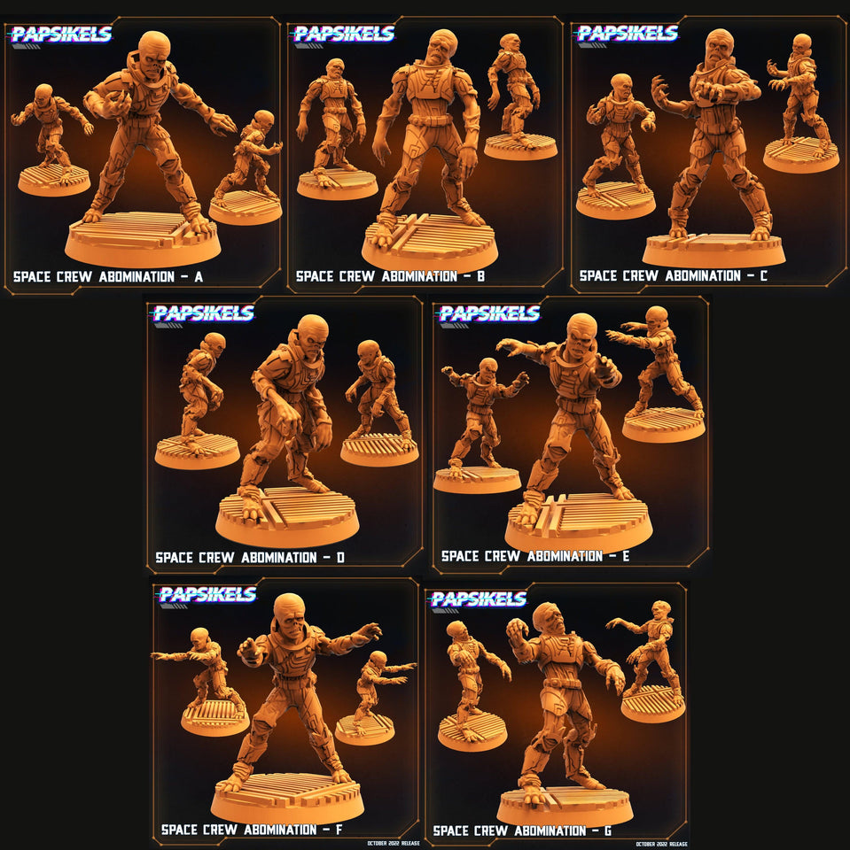 3D Printed Papsikels Sci-Fi Space Crew Abomination Set - 28mm 32mm - Charming Terrain