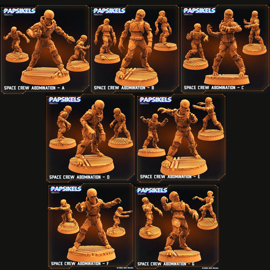 3D Printed Papsikels Sci-Fi Space Crew Abomination Set - 28mm 32mm - Charming Terrain
