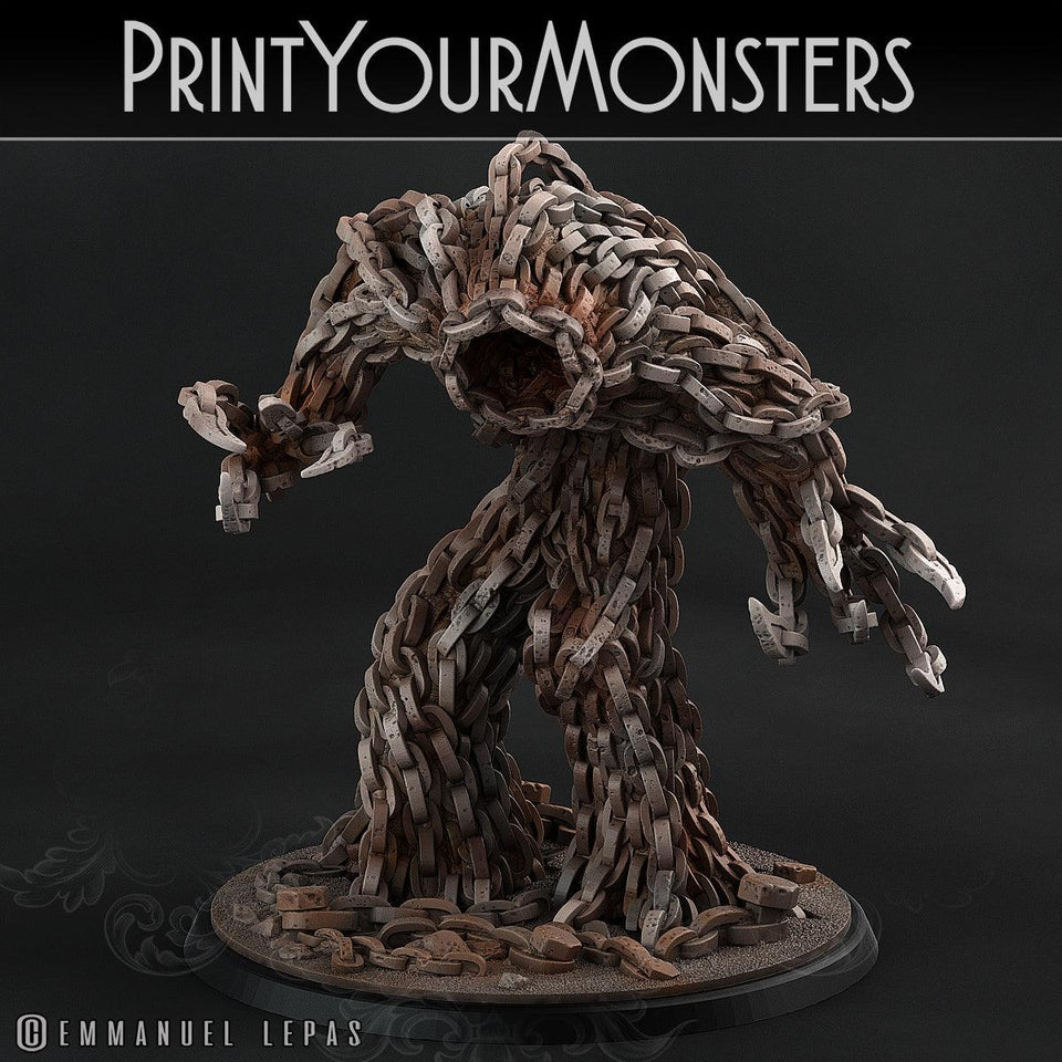 3D Printed Print Your Monsters Chain Golem - Total Golems 28mm - 32mm D&D Wargaming - Charming Terrain