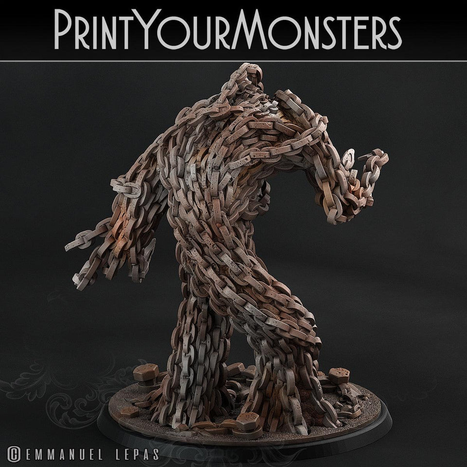 3D Printed Print Your Monsters Chain Golem - Total Golems 28mm - 32mm D&D Wargaming - Charming Terrain