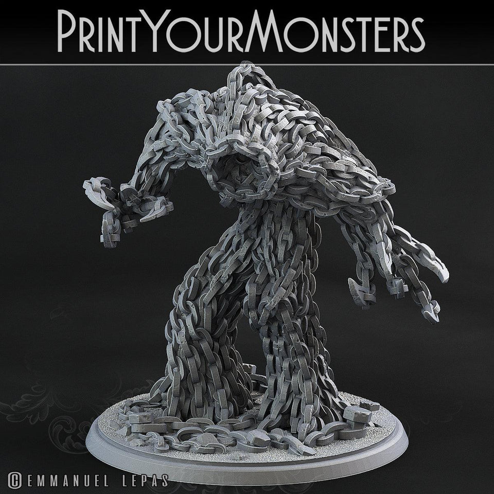 3D Printed Print Your Monsters Chain Golem - Total Golems 28mm - 32mm D&D Wargaming - Charming Terrain
