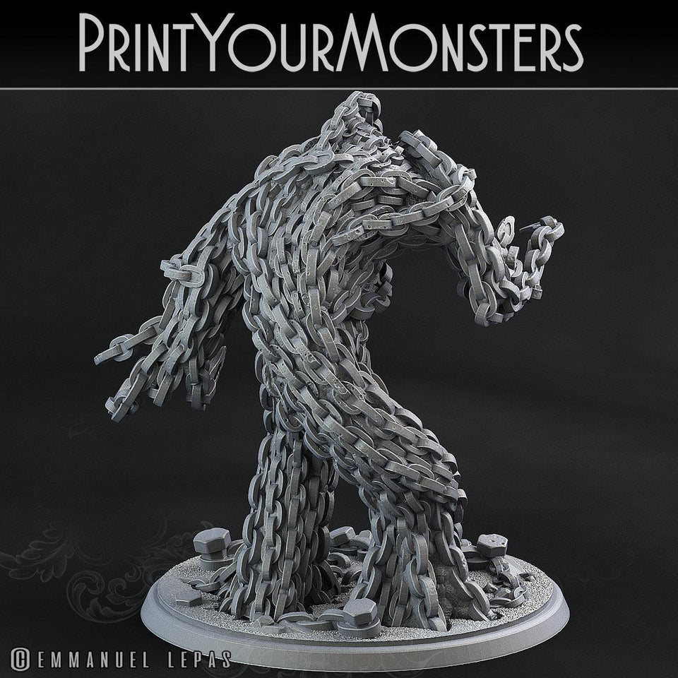 3D Printed Print Your Monsters Chain Golem - Total Golems 28mm - 32mm D&D Wargaming - Charming Terrain