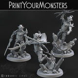 3D Printed Print Your Monsters Dark Elves Heroes Set 28mm - 32mm D&D Wargaming - Charming Terrain