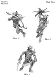 3D Printed Print Your Monsters Dark Elves Heroes Set 28mm - 32mm D&D Wargaming - Charming Terrain