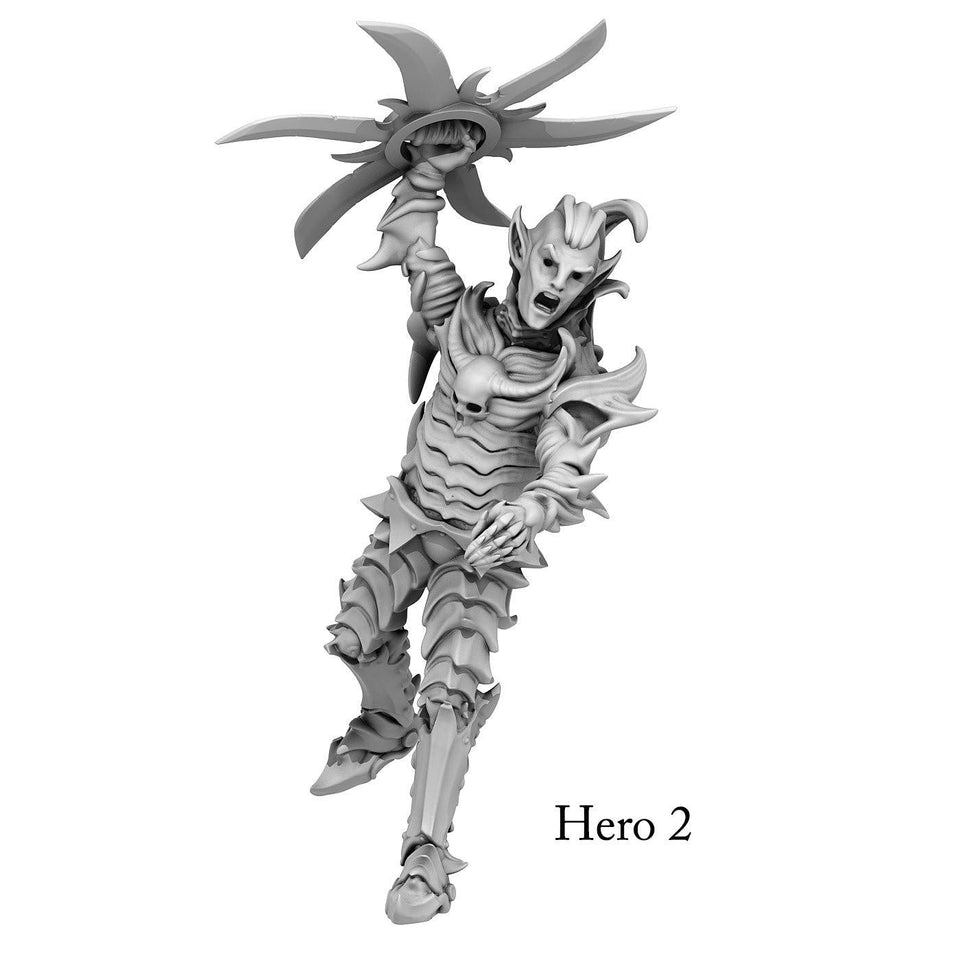 3D Printed Print Your Monsters Dark Elves Heroes Set 28mm - 32mm D&D Wargaming - Charming Terrain