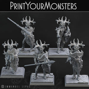 3D Printed Print Your Monsters Dark Elves Lance Soldiers Set 28mm - 32mm D&D Wargaming - Charming Terrain