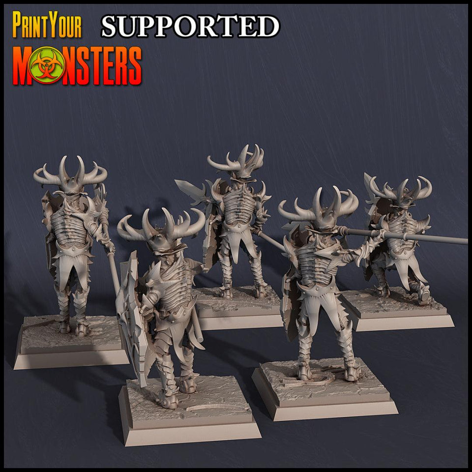 3D Printed Print Your Monsters Dark Elves Lance Soldiers Set 28mm - 32mm D&D Wargaming - Charming Terrain