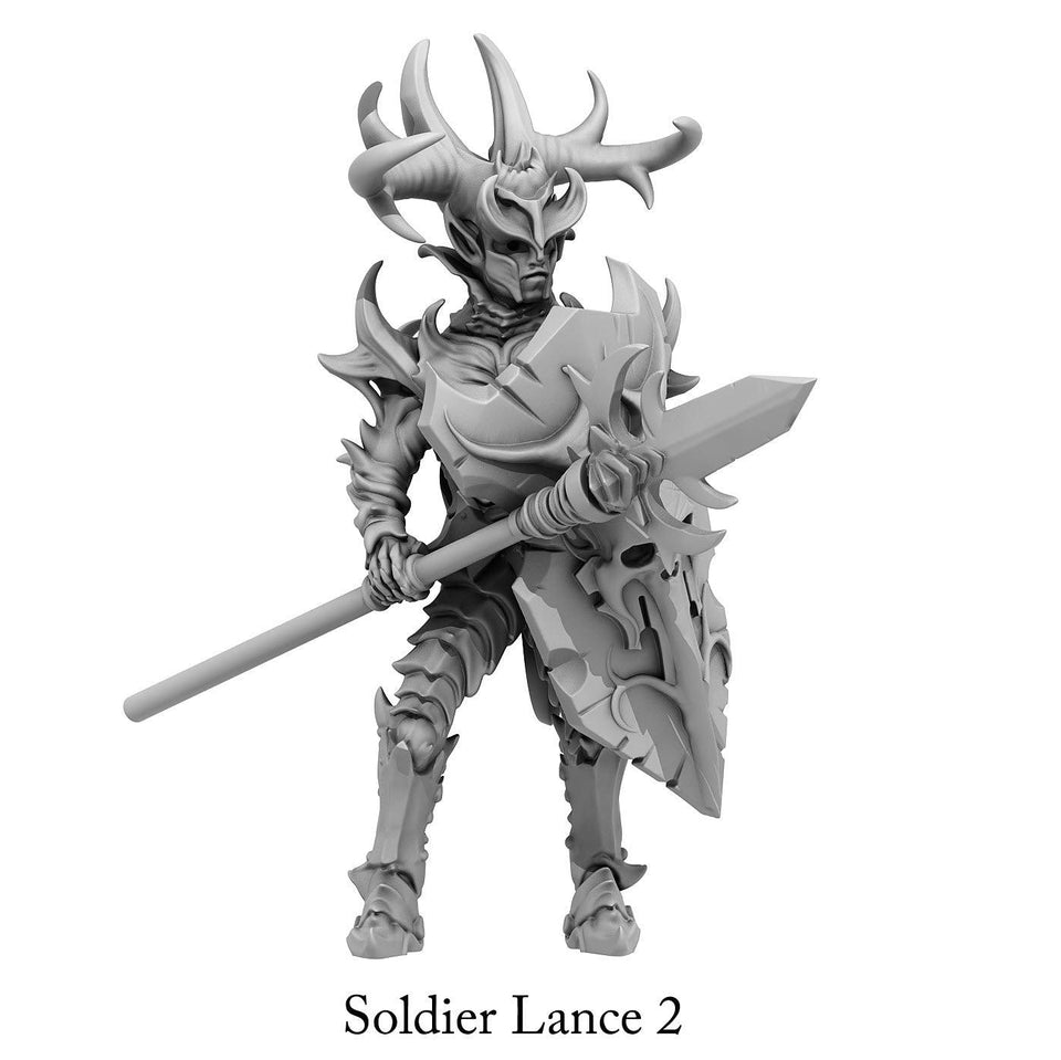 3D Printed Print Your Monsters Dark Elves Lance Soldiers Set 28mm - 32mm D&D Wargaming - Charming Terrain