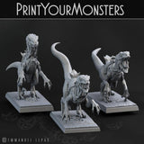3D Printed Print Your Monsters Dark Elves Raptor Mounts Set 28mm - 32mm D&D Wargaming - Charming Terrain