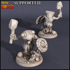 3D Printed Print Your Monsters Frog Stone Axe Fighter Swamp Invasion 28mm - 32mm D&D Wargaming - Charming Terrain