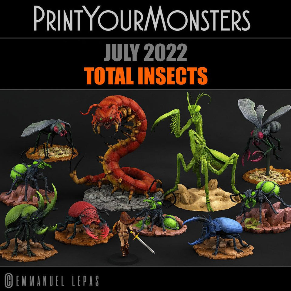 3D Printed Print Your Monsters Giant Beetles Total Insects 28mm - 32mm D&D Wargaming - Charming Terrain