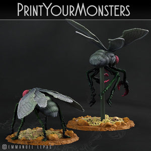 3D Printed Print Your Monsters Giant Flies Total Insects 28mm - 32mm D&D Wargaming - Charming Terrain