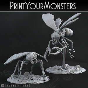 3D Printed Print Your Monsters Giant Flies Total Insects 28mm - 32mm D&D Wargaming - Charming Terrain