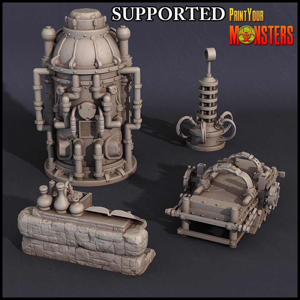 3D Printed Print Your Monsters Horrifying Laboratory Terrain Pack 28mm - 32mm D&D Wargaming - Charming Terrain