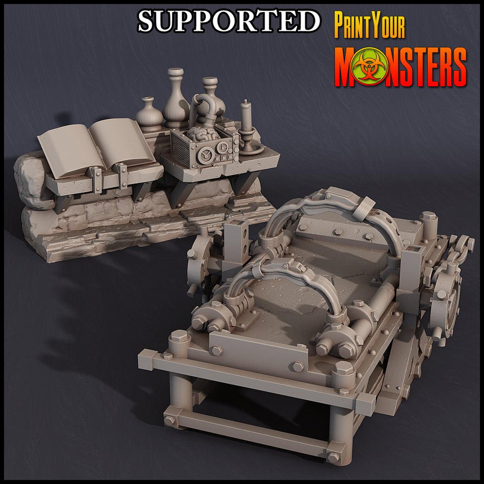 3D Printed Print Your Monsters Horrifying Laboratory Terrain Pack 28mm - 32mm D&D Wargaming - Charming Terrain