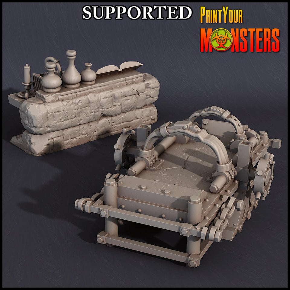 3D Printed Print Your Monsters Horrifying Laboratory Terrain Pack 28mm - 32mm D&D Wargaming - Charming Terrain