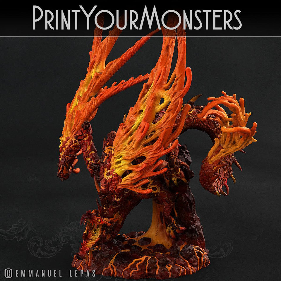 3D Printed Print Your Monsters Infernal Magma Dragon 28mm - 32mm D&D Wargaming - Charming Terrain
