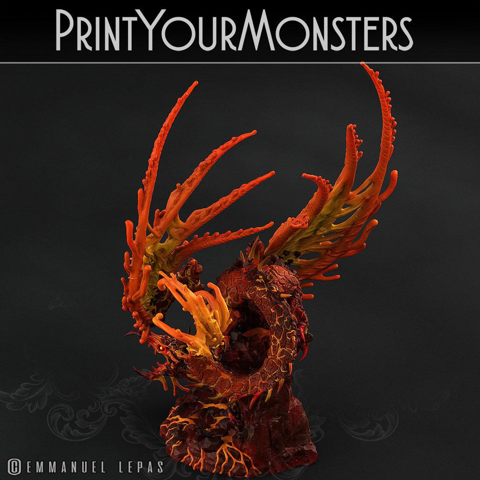 3D Printed Print Your Monsters Infernal Magma Dragon 28mm - 32mm D&D Wargaming - Charming Terrain