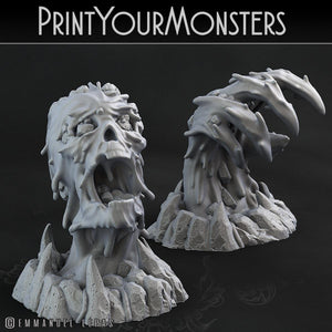 3D Printed Print Your Monsters Infernal Magma Skull and Hand 28mm - 32mm D&D Wargaming - Charming Terrain
